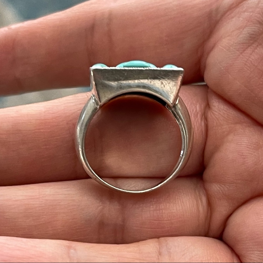 Turquoise marcasite sterling silver ring - Picture 5 of 8